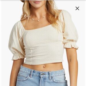 Billabong Floral Pointelle Smocked Back Crop Top
